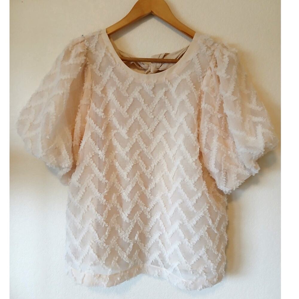 In February Bubble Sleeve Textured Blouse Boutique